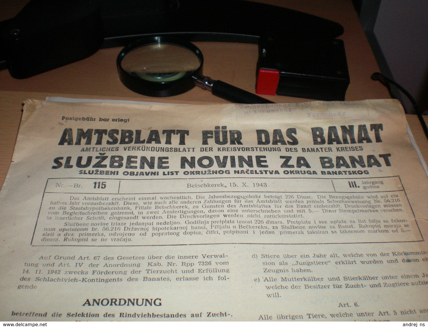 Becskerek Zrenjanin Sluzbene Novine Za Banat Amtsblatt Fur Das Banat 1943 WW2 Nazy Okupation - Langues Scandinaves