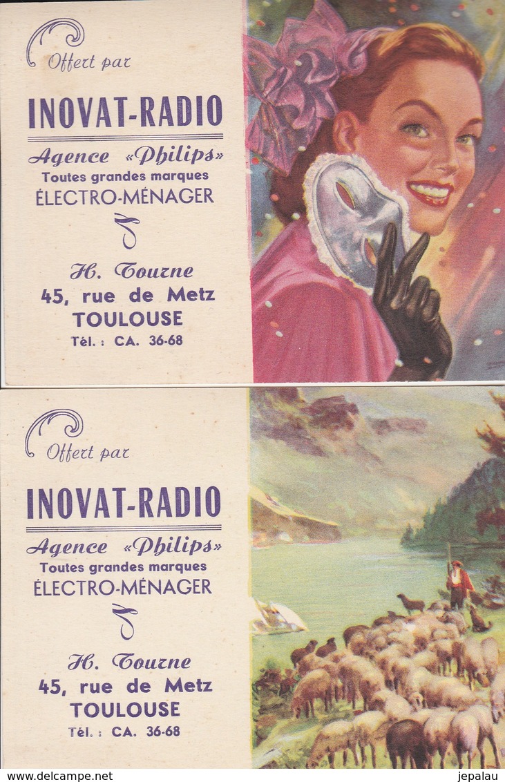 Lot 2 Petits Calendriers Toulouse Inovat-Radio - Small : 1941-60