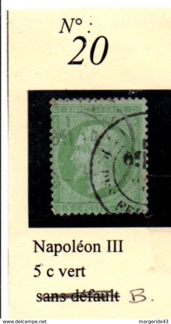 N°20  NAPOLEON III 5 C VERT - 1862 Napoleon III