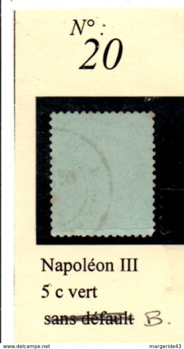 N°20  NAPOLEON III 5 C VERT - 1862 Napoleon III