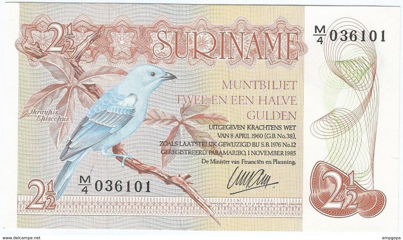 Surinam - Suriname 2,5 Gulden 1-11-1985 Pick 119a UNC - Surinam