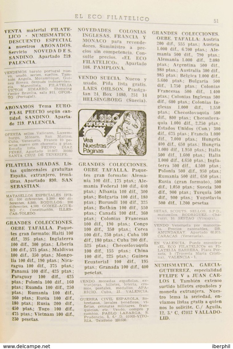 Bibliografía. (1982ca). Conjunto De La Revista EL ECO FILATELICO Desde El Año 1982 A 1989, Lujosamente Encuadernados En  - Otros & Sin Clasificación