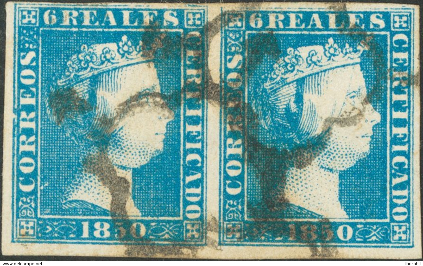 1º Y 2º Centenario. º 4(2) 1850. 6 Reales Azul, Pareja. MAGNIFICA Y RARISIMA ESPECIALMENTE CON ESTA EXCEPCIONAL CALIDAD. - Altri & Non Classificati