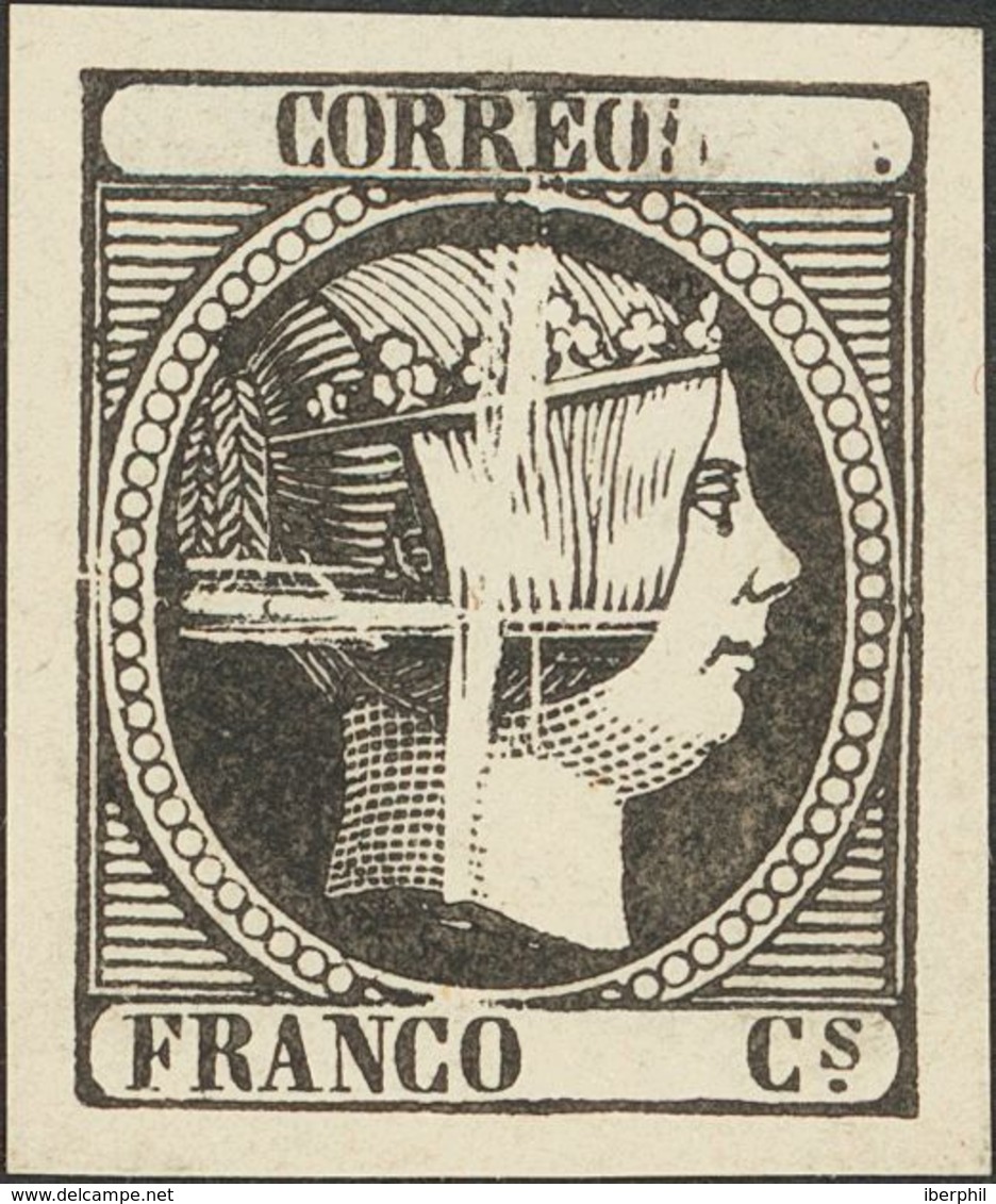 1º Y 2º Centenario. (*) 1853. Sin Valor, Negro Sobre Papel Blanco. PRUEBA DE PUNZON LIMADA. MAGNIFICA. (Gálvez 33) . - Altri & Non Classificati