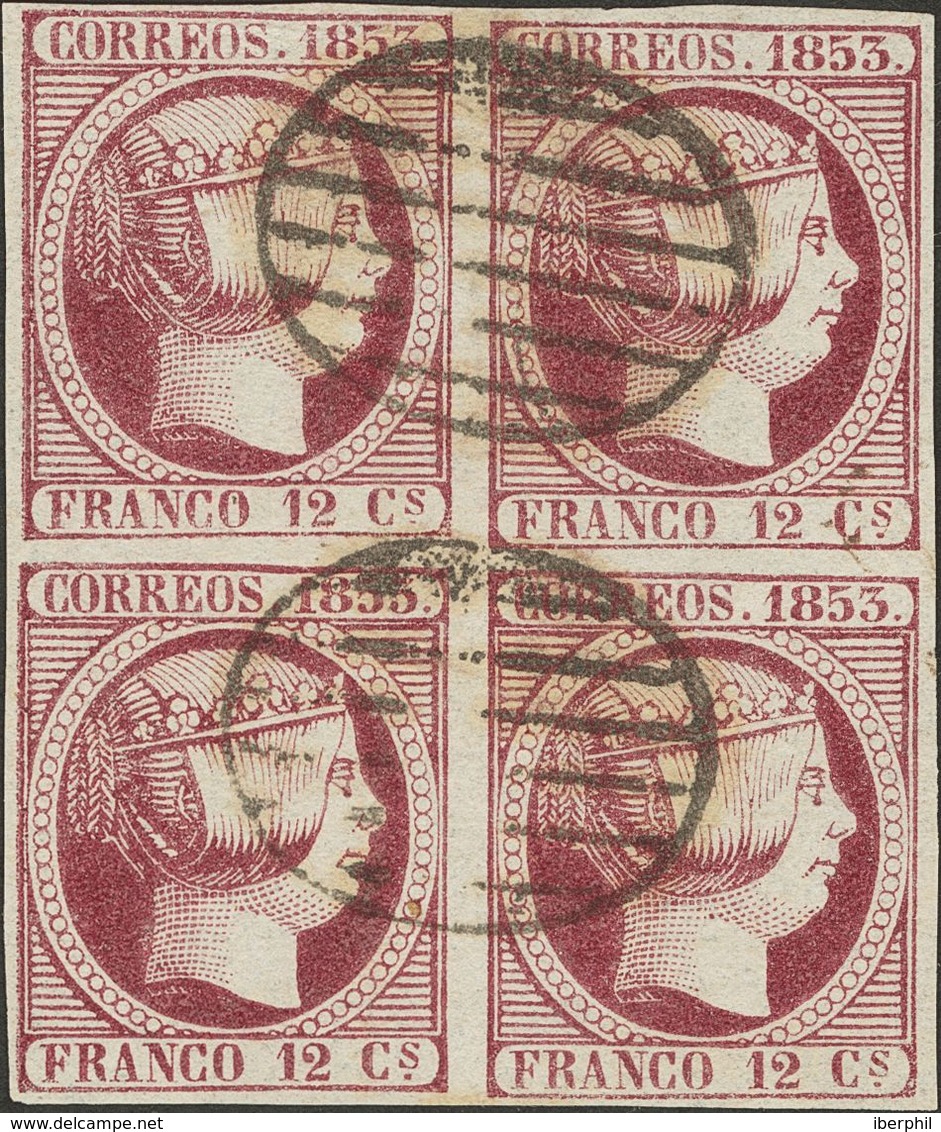 1º Y 2º Centenario. º 18(4) 1853. 12 Cuartos Violeta, Bloque De Cuatro (enorme Belleza). MAGNIFICO Y RARO. Cert. CEM. 20 - Otros & Sin Clasificación