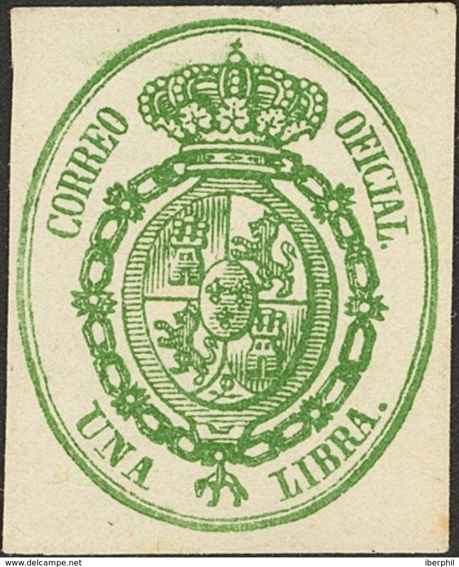 1º Y 2º Centenario. (*) 38P 1855. 1 Libra Verde Sobre Blanco. ENSAYO DE COLOR. MAGNIFICO Y RARO. - Otros & Sin Clasificación