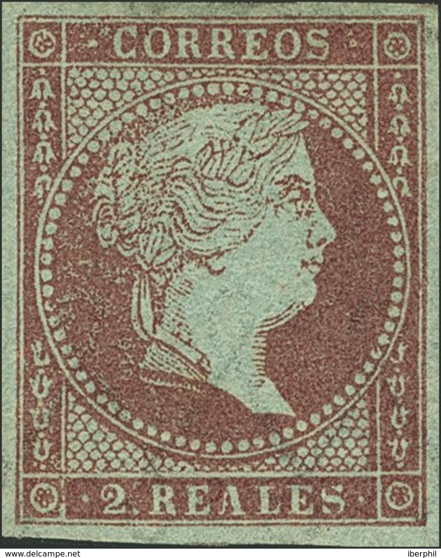 1º Y 2º Centenario. * 42 1855. 2 Reales Violeta. Enormes Márgenes Y Color Excepcional. PIEZA DE LUJO, SIN DUDA UNO DE LO - Otros & Sin Clasificación