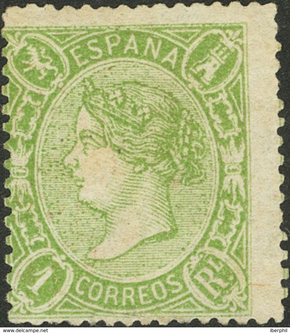 1º Y 2º Centenario. * 78 1865. 1 Real Verde (leve Repación En El Margen Inferior). Centraje De La Emisión Y Dentado Abso - Otros & Sin Clasificación