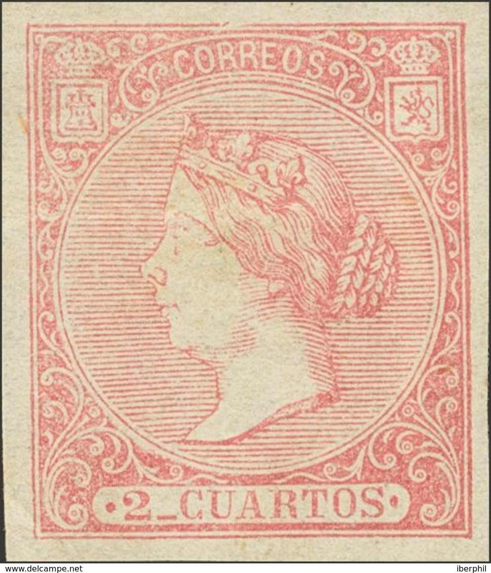 1º Y 2º Centenario. * 80P 1866. 2 Cuartos Rosa. ENSAYO DE COLOR Sin Dentar (impresión Del 19 Cuartos Al Dorso). MAGNIFIC - Otros & Sin Clasificación