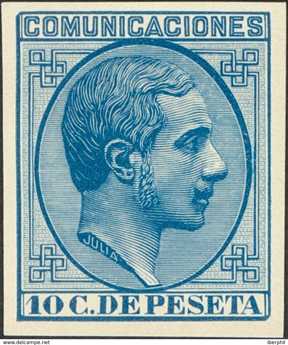 1º Y 2º Centenario. (*) 192P 1878. 10 Cts Azul. PRUEBA DE PUNZON (márgenes Pequeños). MAGNIFICA. (Gálvez 1054) . - Otros & Sin Clasificación