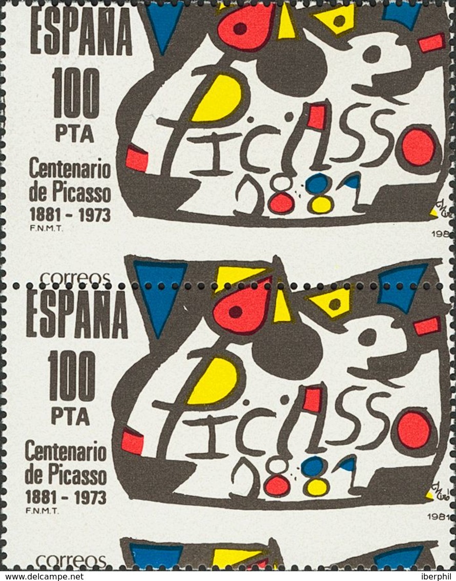 1º Y 2º Centenario. ** 2609dh 1981. 100 Pts Multicolor, Pareja. Variedad DENTADO HORIZONTAL DESPLAZADO. MAGNIFICA. 2010  - Altri & Non Classificati