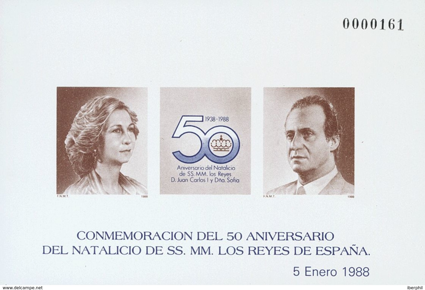 Pruebas De Lujo. ** 15P 1988. Prueba De Lujo. 50º ANIVERSARIO NATALICIO DE LOS REYES. MAGNIFICA. - Altri & Non Classificati