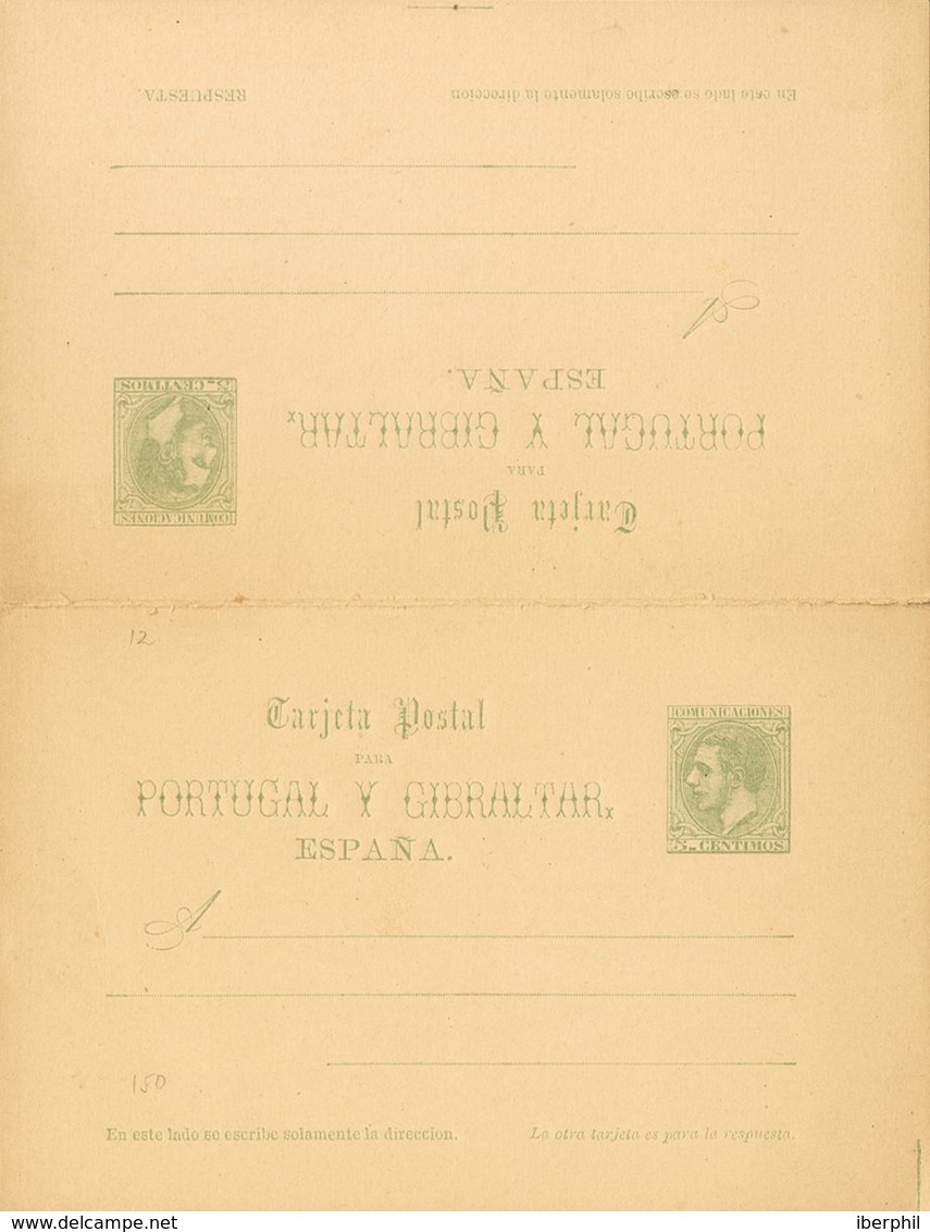 Entero Postal. (*) EP14 1884. 5 Cts + 5 Cts Verde Sobre Tarjeta Entero Postal, De Ida Y Vuelta. MAGNIFICA. 2018 66. - Altri & Non Classificati