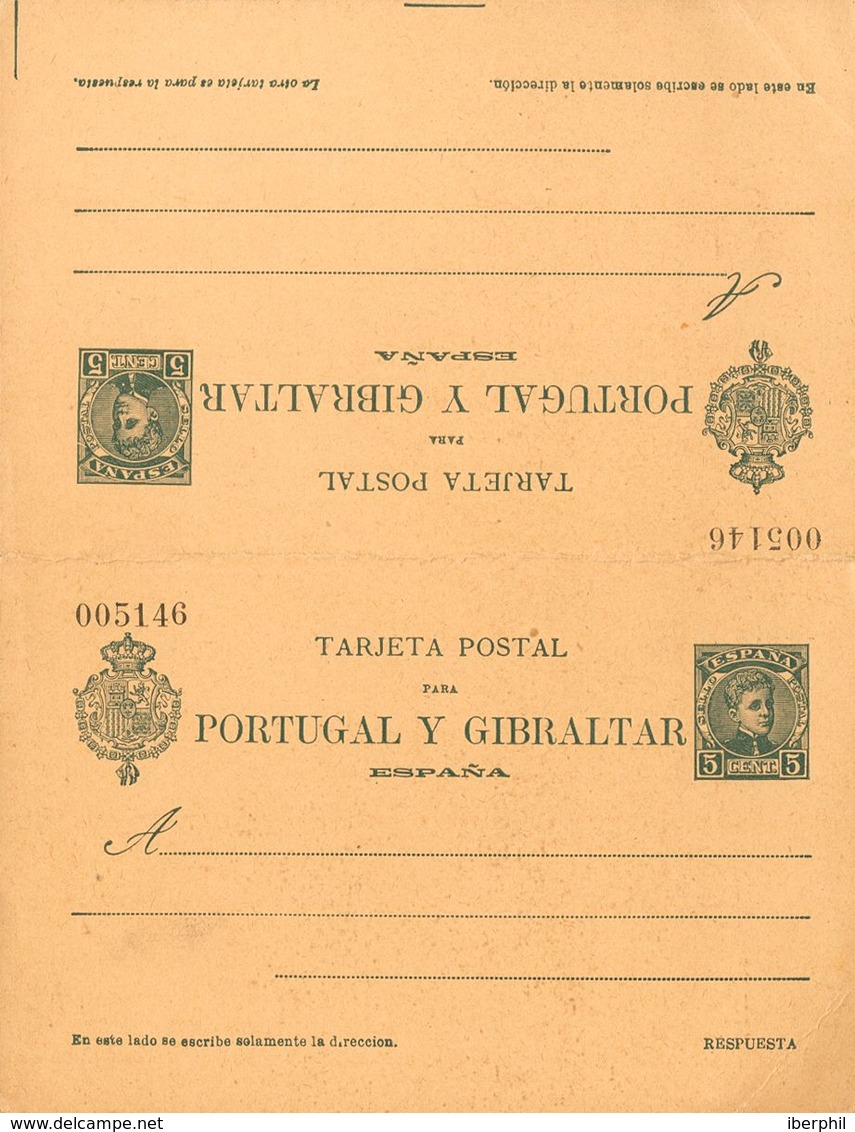 Entero Postal. (*) EP44 1903. 5 Cts + 5 Cts Verde Azul Sobre Tarjeta Entero Postal, De Ida Y Vuelta. MAGNIFICA. 2018 66. - Autres & Non Classés