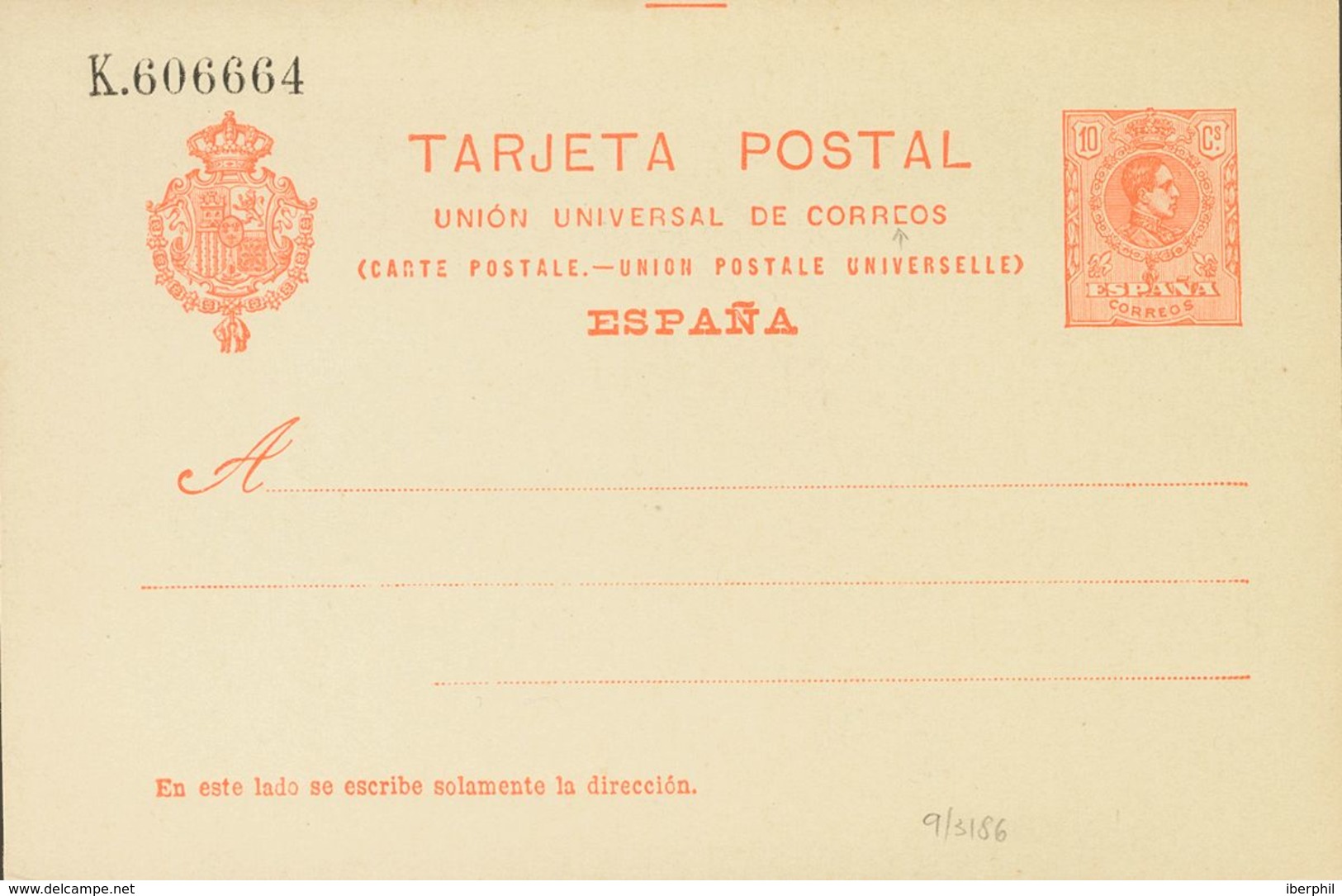 Entero Postal. (*) EP53 1910. 10 Cts Naranja Sobre Tarjeta Entero Postal. MAGNIFICA. 2018 45. - Otros & Sin Clasificación