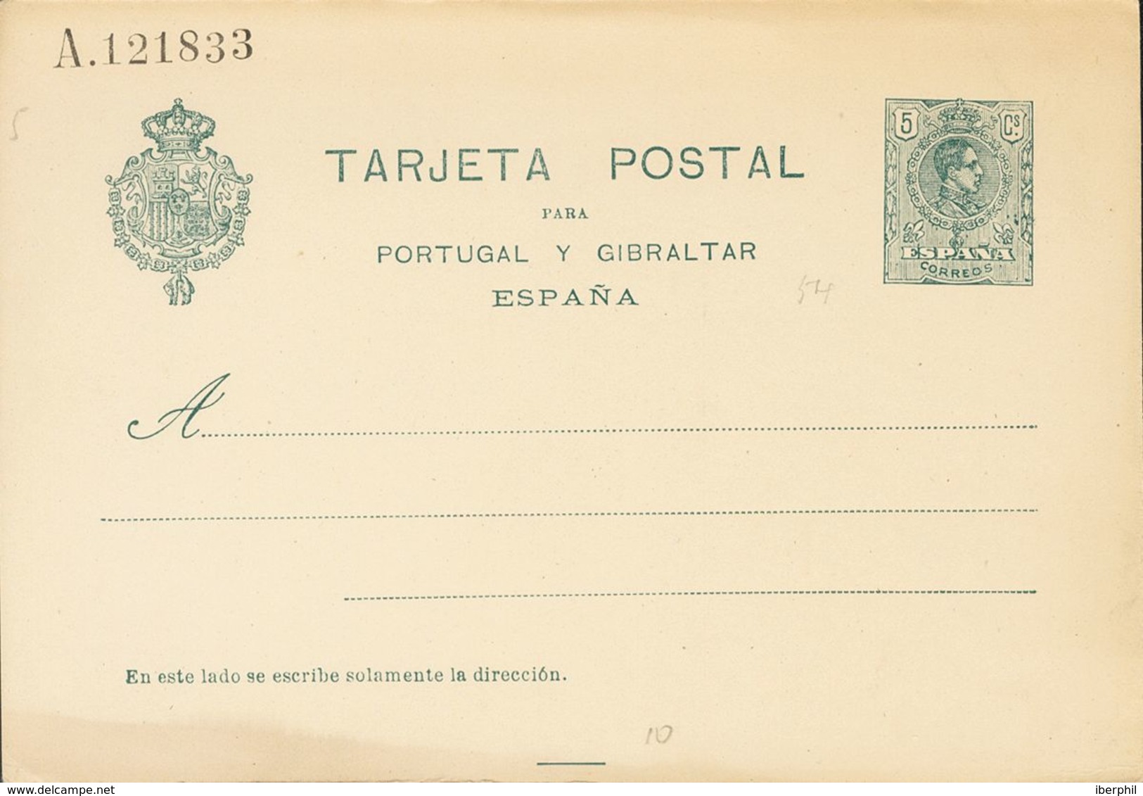 Entero Postal. (*) EP55 1916. 5 Cts Verde Sobre Tarjeta Entero Postal. MAGNIFICA. 2018 112. - Otros & Sin Clasificación