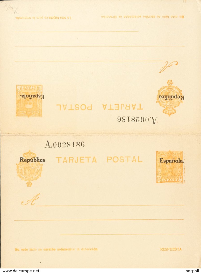 Entero Postal. (*) EP64 1931. 10 Cts + 15 Cts Amarillo Sobre Tarjeta Entero Posta, De Ida Y Vuelta. MAGNIFICA. 2018 195. - Altri & Non Classificati
