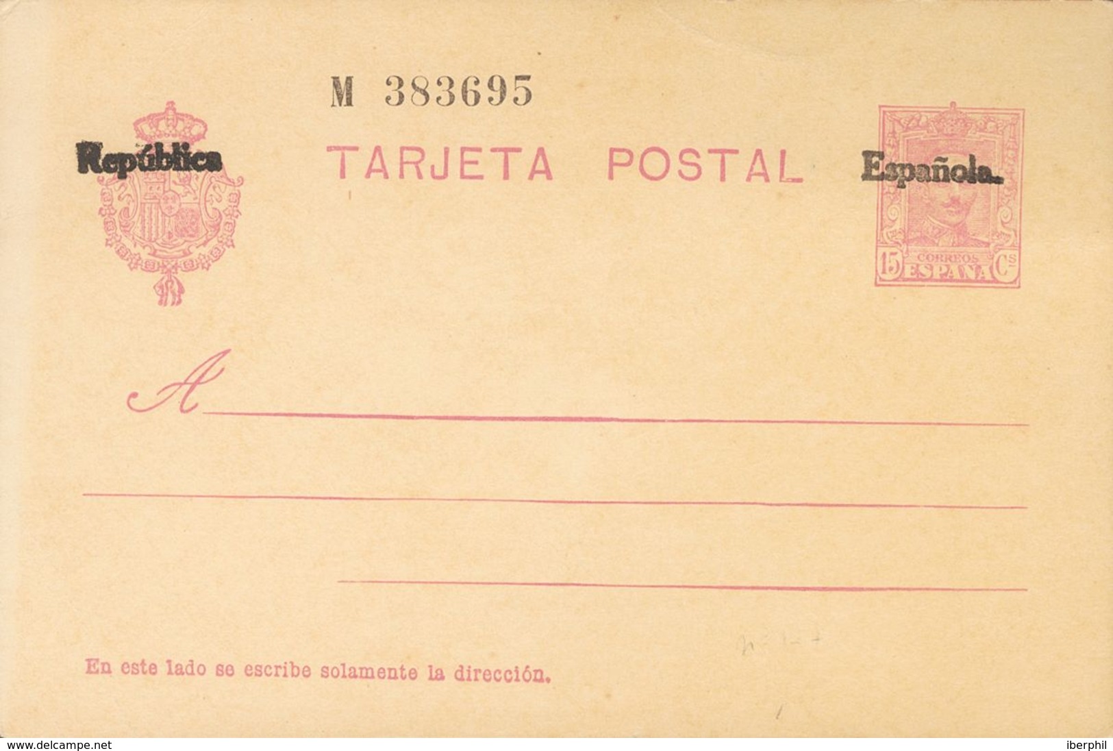 Entero Postal. (*) EP66 1931. 15 Cts Violeta Sobre Tarjeta Entero Postal. MAGNIFICA. 2018 102. - Otros & Sin Clasificación