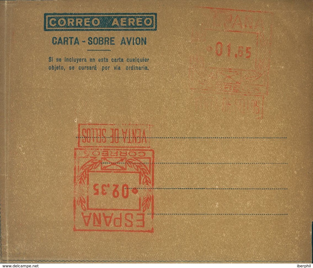 Entero Postal. Aerograma. (*) AE19C 1948. 1'65 Pts + 2'35 Pts Sobre Aerograma Con Franqueo Doble, Uno Invertido, Sobre C - Otros & Sin Clasificación