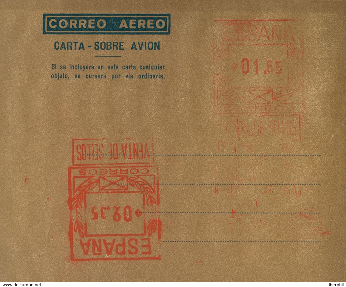 Entero Postal. Aerograma. (*) AE19Ca 1948. 1'65 Pts + 2'35 Pts Sobre Aerograma Con Franqueo Doble, Uno Invertido, Sobre  - Altri & Non Classificati