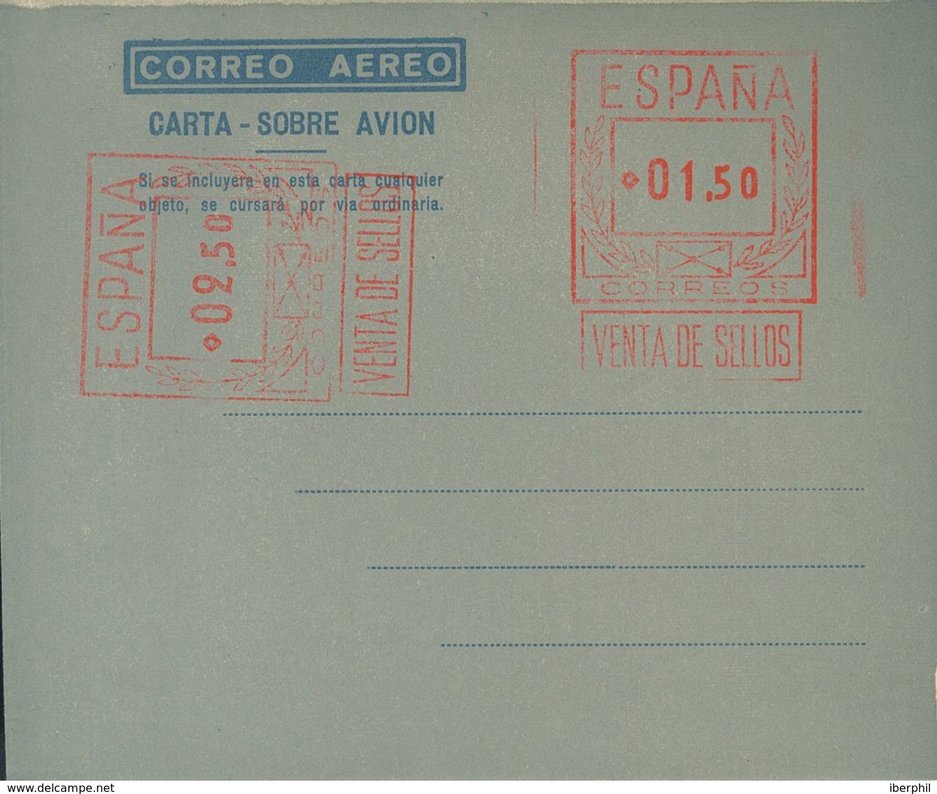 Entero Postal. Aerograma. (*) AE26 1948. 1'50 Pts + 2'50 Pts Sobre Aerograma Con Doble Franqueo, Uno Horizontal, Sobre G - Sonstige & Ohne Zuordnung
