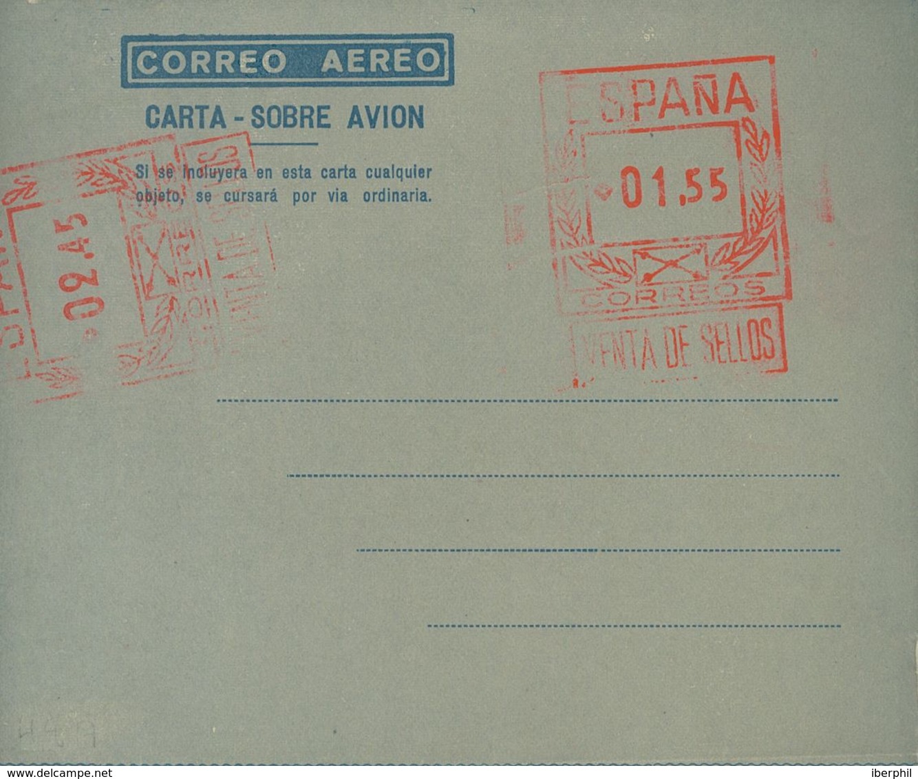 Entero Postal. Aerograma. (*) AE27a 1948. 1'55 Pts + 2'45 Pts Sobre Aerograma Con Doble Franqueo, Uno Horizontal, Sobre  - Otros & Sin Clasificación