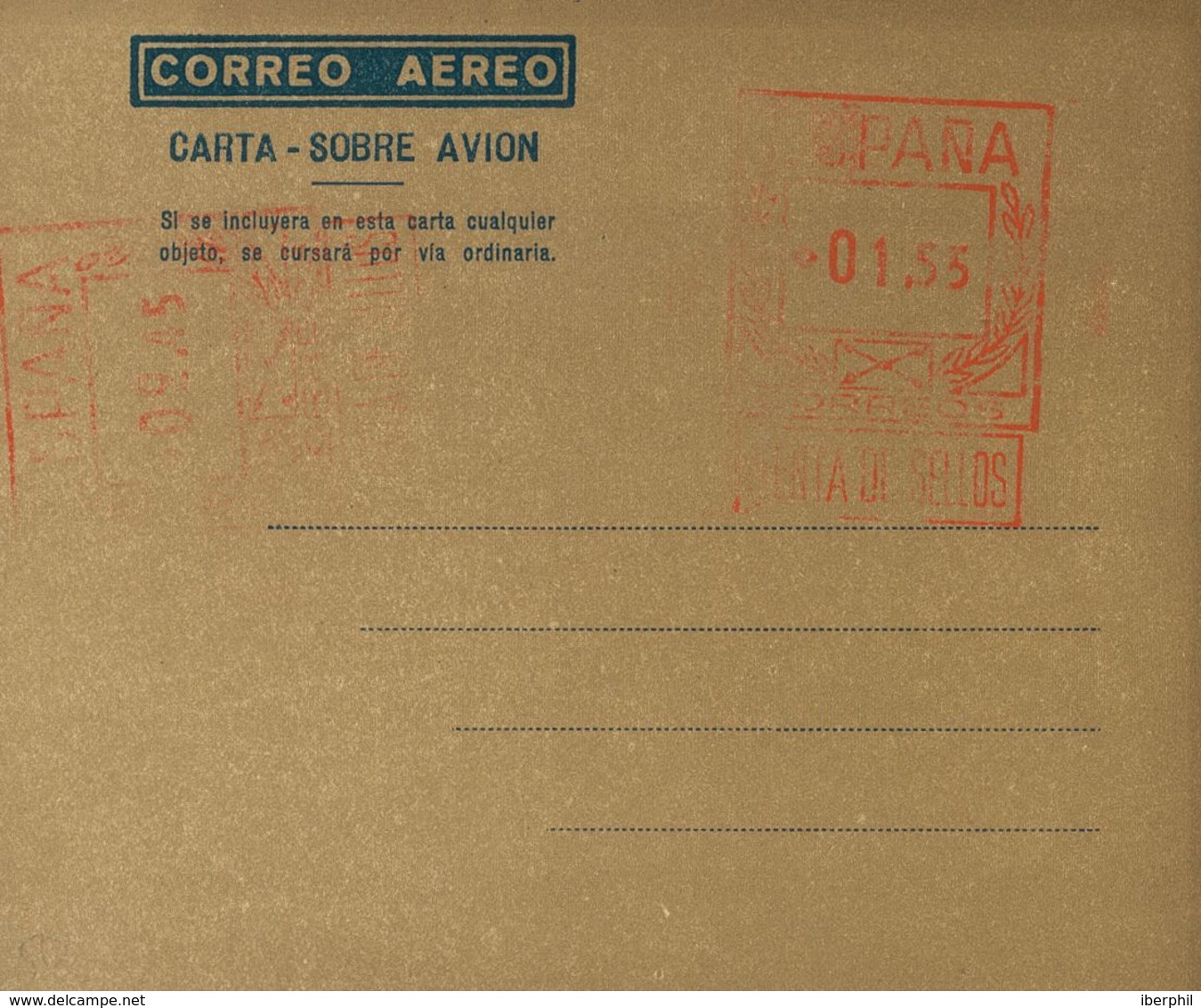 Entero Postal. Aerograma. (*) AE27C 1948. 1'55 Pts + 2'45 Pts Sobre Aerograma Con Doble Franqueo, Uno Horizontal, Sobre  - Sonstige & Ohne Zuordnung