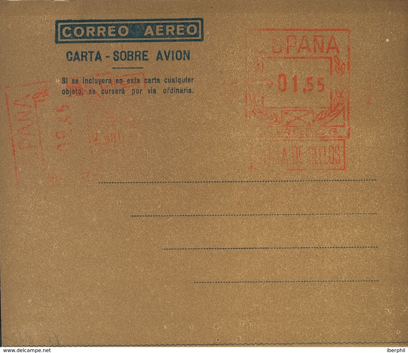 Entero Postal. Aerograma. (*) AE27Ca 1948. 1'55 Pts + 2'45 Pts Sobre Aerograma Con Doble Franqueo, Uno Horizontal, Sobre - Otros & Sin Clasificación