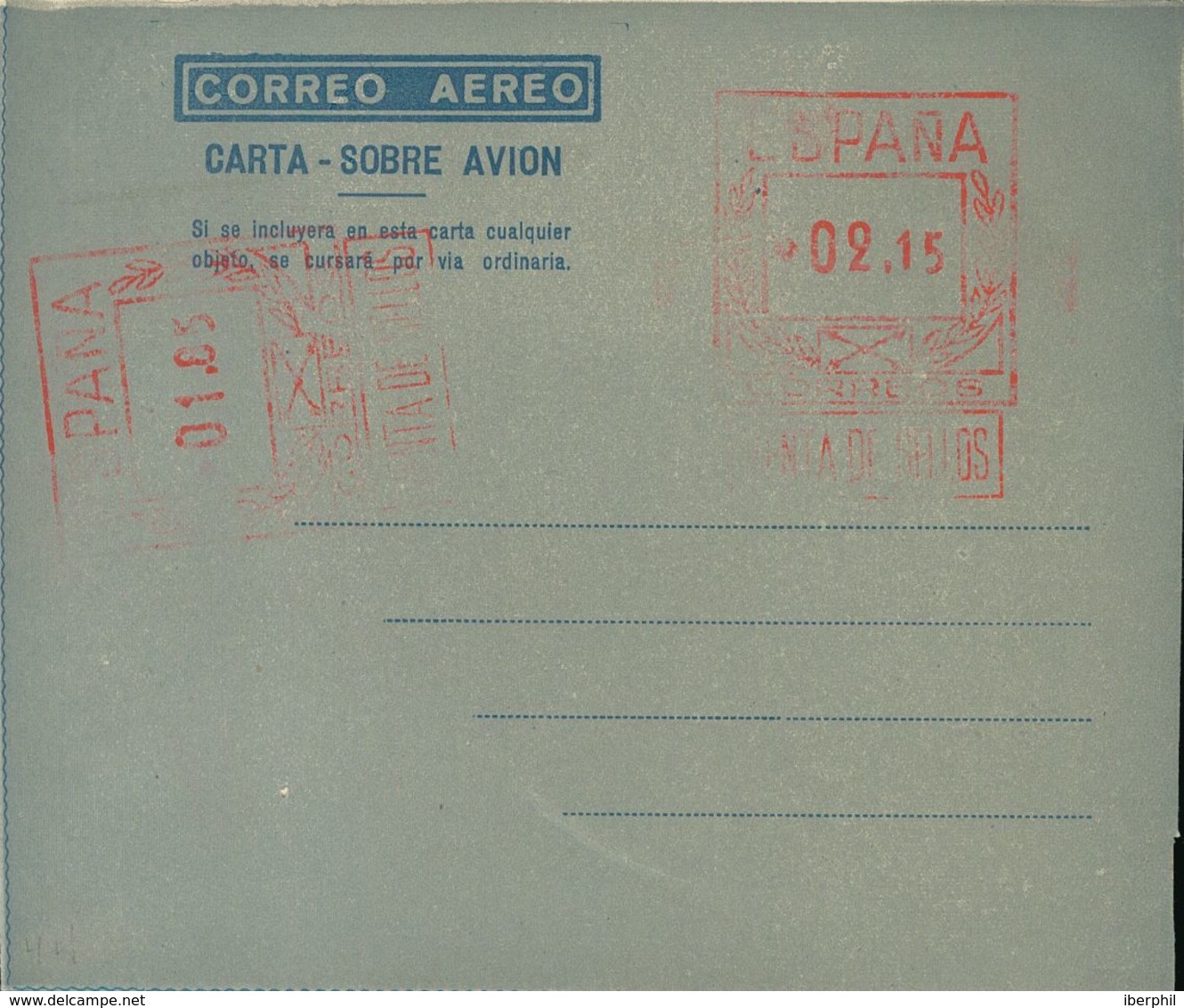 Entero Postal. Aerograma. (*) AE30a 1948. 2'15 Pts + 1'85 Pts Sobre Aerograma Con Doble Franqueo, Uno Horizontal, Sobre  - Sonstige & Ohne Zuordnung