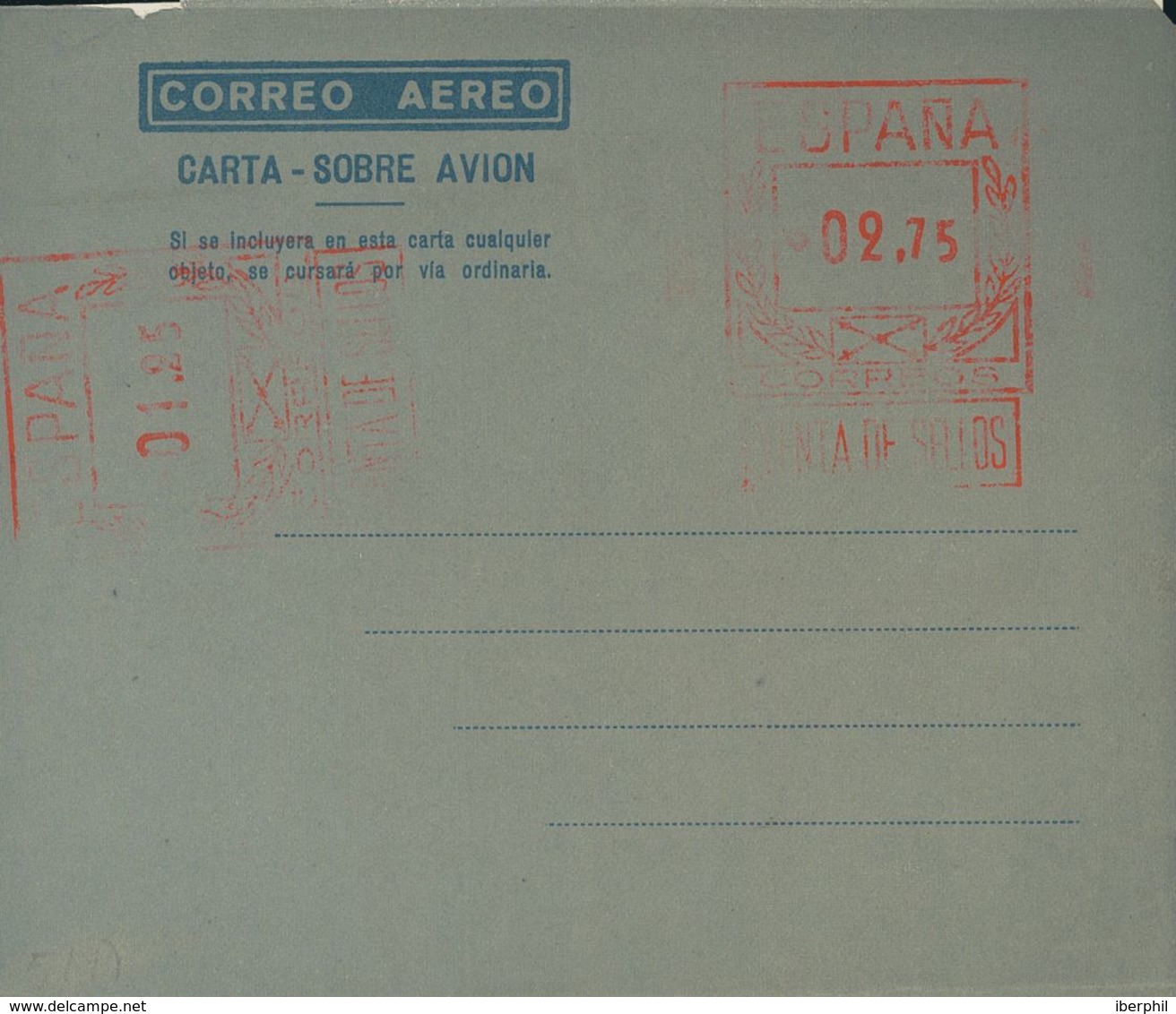 Entero Postal. Aerograma. (*) AE32a 1948. 2'75 Pts + 1'25 Pts Sobre Aerograma Con Doble Franqueo, Uno Horizontal, Sobre  - Sonstige & Ohne Zuordnung