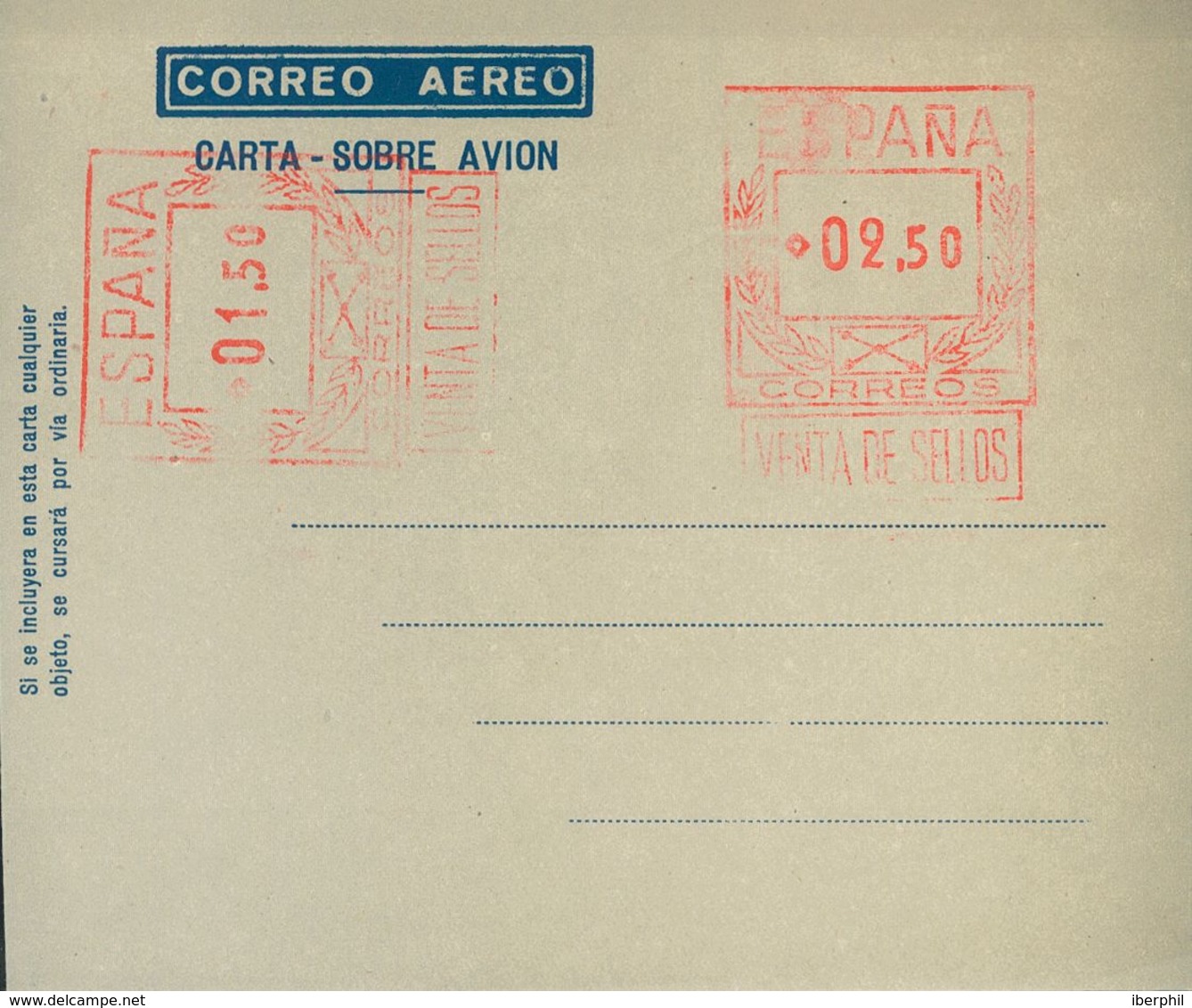 Entero Postal. Aerograma. (*) AE55G 1949. 2'50 Pts + 1'50 Pts Sobre Aerograma Con Doble Franqueo, Uno Horizontal, Sobre  - Sonstige & Ohne Zuordnung