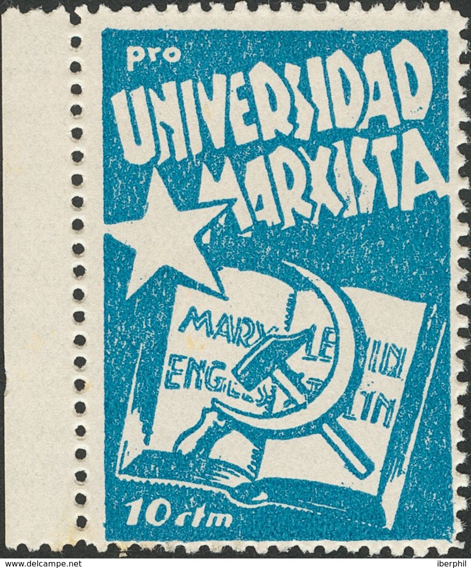 Guerra Civil. Viñetas Políticas. * 1937. 10 Cts Carmín, 10 Cts Violeta, 10 Cts Violeta Oscuro, 10 Cts Ocre Y 10 Cts Azul - Otros & Sin Clasificación