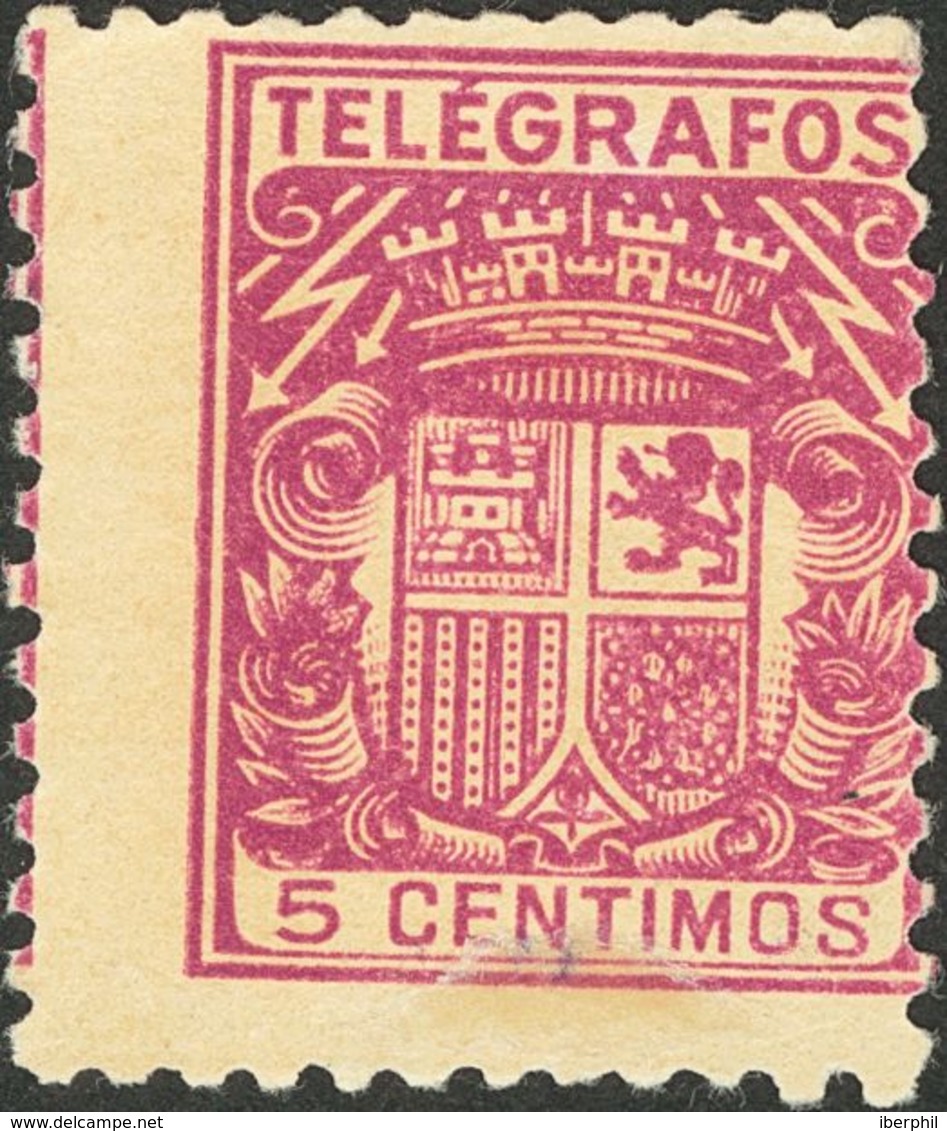 Telégrafos. ** 72naer 1932. 50 Cts Carmín. Variedad IMPRESION DEL 5 CTS EN EL REVERSO. MAGNIFICO. 2018 26,5. - Télégraphe