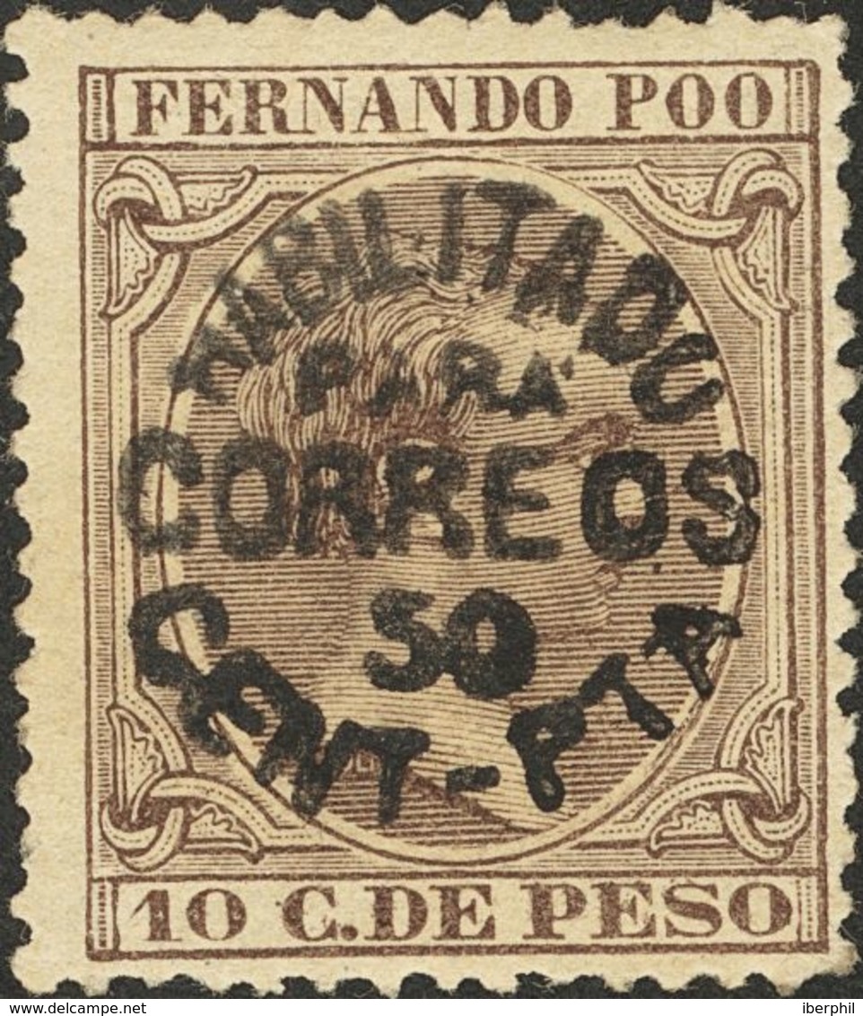 Fernando Poo. * 26 1896. 50 Cts Sobre 10 Cts Castaño Oscuro. MAGNIFICO Y RARO. 2018 265. - Fernando Po