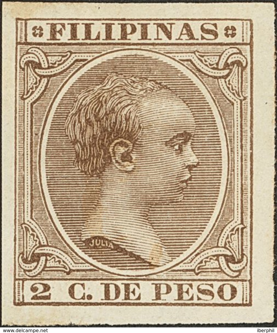 Filipinas. * 110s 1894. 2 Cts Castaño. SIN DENTAR. MAGNIFICO Y RARO. 2018 400. - Filippine