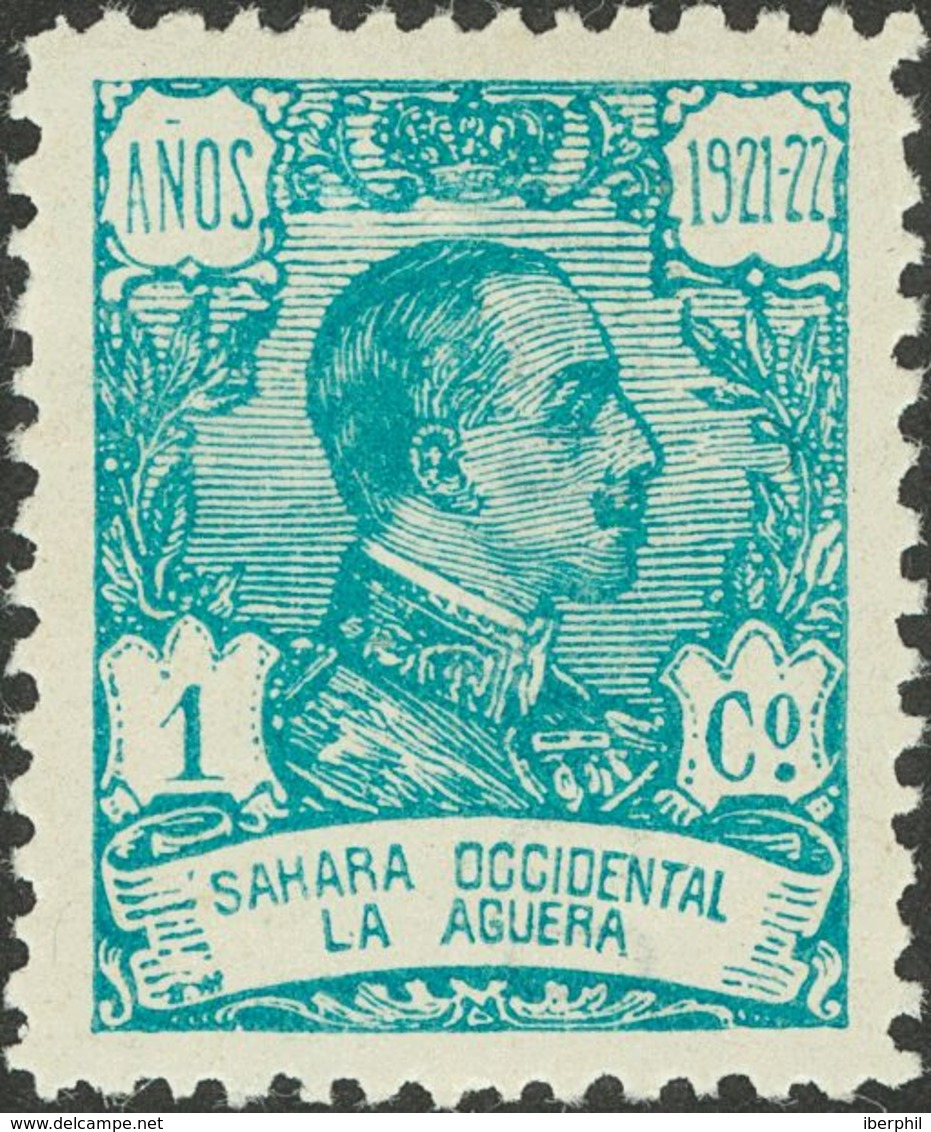 La Agüera. ** 14a 1923. 1 Cts Azul Pálido. Variedad SIN DIERESIS EN LA "U". MAGNIFICO. 2013 200. - Autres & Non Classés