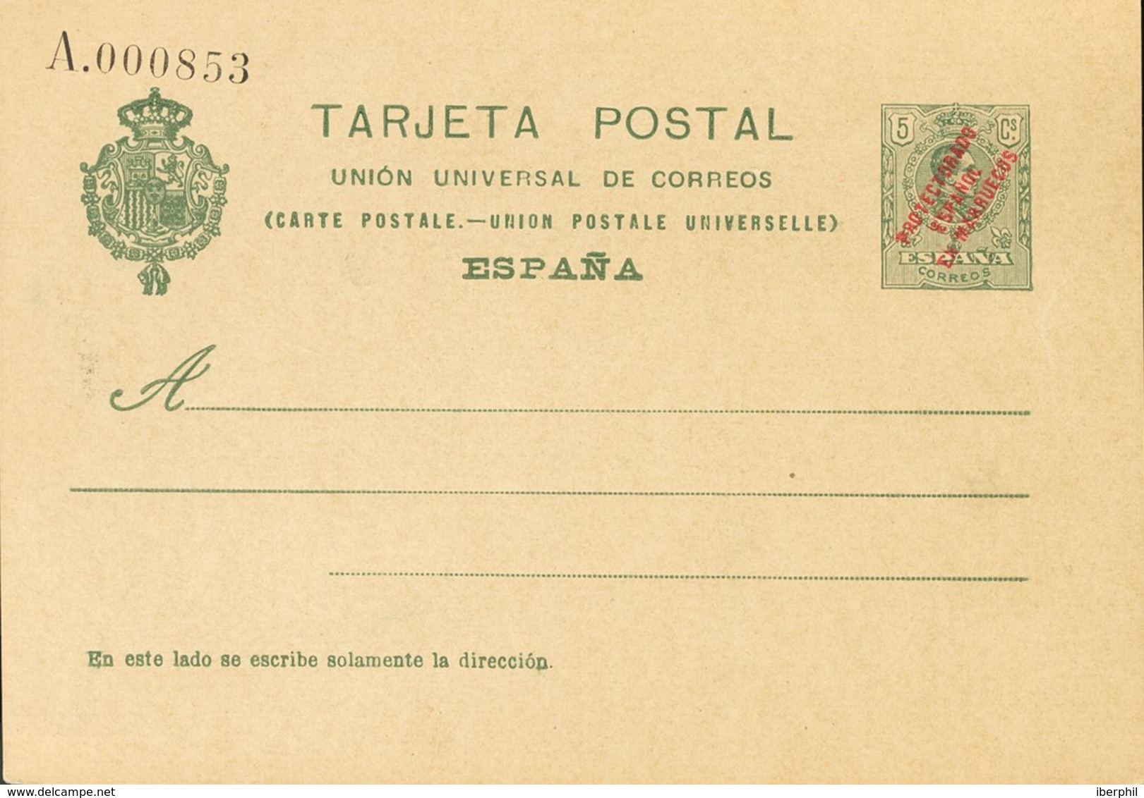 Marruecos. Entero Postal. (*) EP10 1914. 5 Cts Verde Sobre Tarjeta Entero Postal (UNION UNIVERSAL DE CORREOS). MAGNIFICA - Spanisch-Marokko