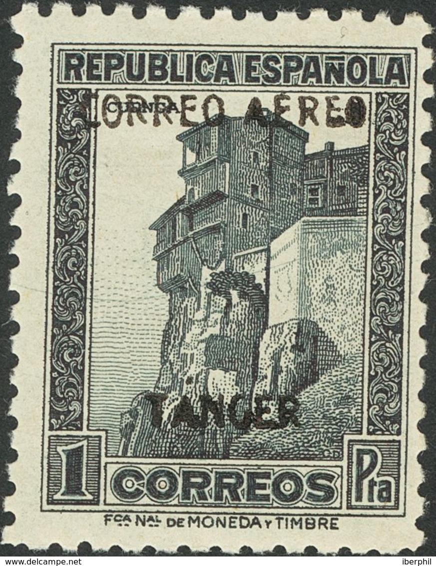 Tánger. * 110hcc 1939. 1 Pts Pizarra. Variedad CAMBIO DE COLOR DE LA SOBRECARGA, En Negro. MAGNIFICO. 2013 41. - Marruecos Español