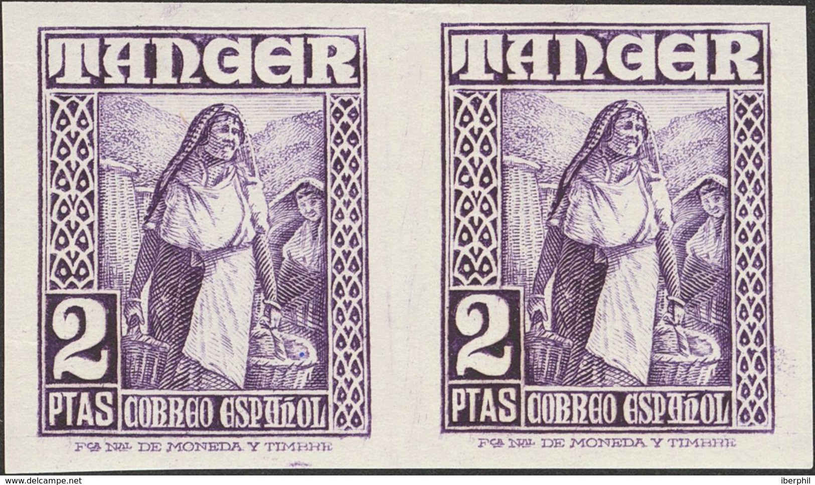 Tánger. ** 163s(2) 1948. 2 Pts Violeta, Pareja. SIN DENTAR. MAGNIFICA. 2018 190. - Spanish Morocco