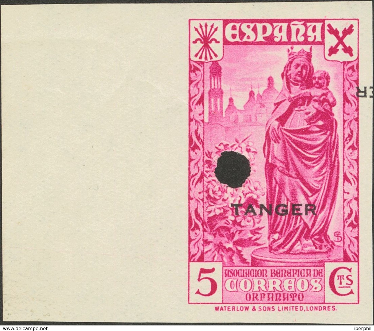 Tánger. Beneficencia. ** 6MTshhi, 7/11MTs 1938. Serie Completa (el 5 Cts Rosa Lila Doble Sobrecarga, Una De Ellas Invert - Marruecos Español