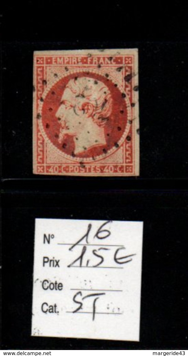 N°16  NAPOLEON III 40 C ORANGE - 1862 Napoléon III