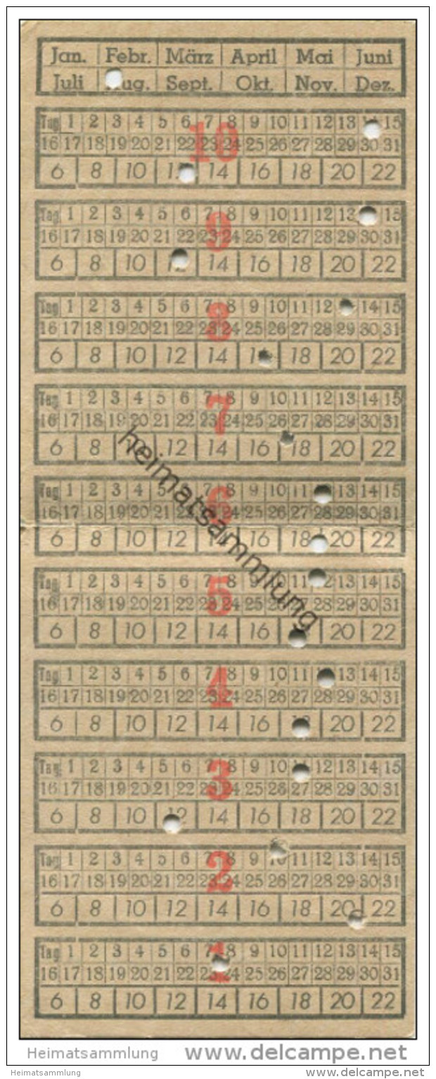 Deutschland - Rostock - Städtische Strassenbahn Rostock - Sammelkarte Für 10 Fahrten 1946 - Europa