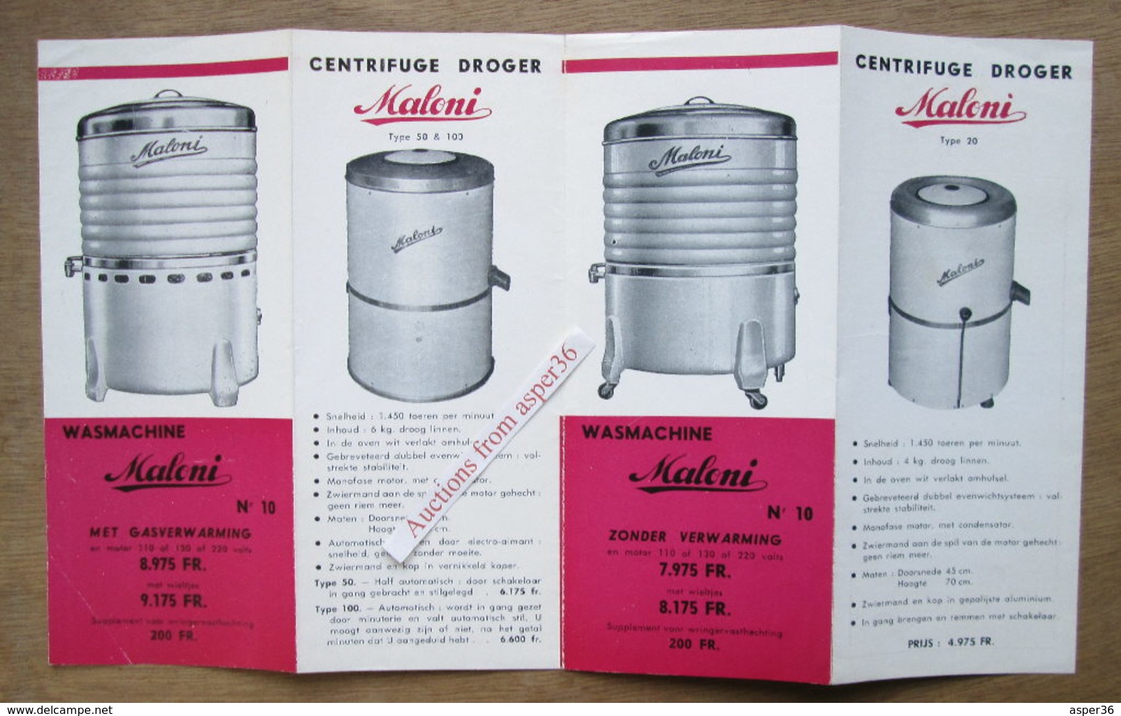 Brochure "Wasmachine & Droger "Maloni" - Verzamelingen