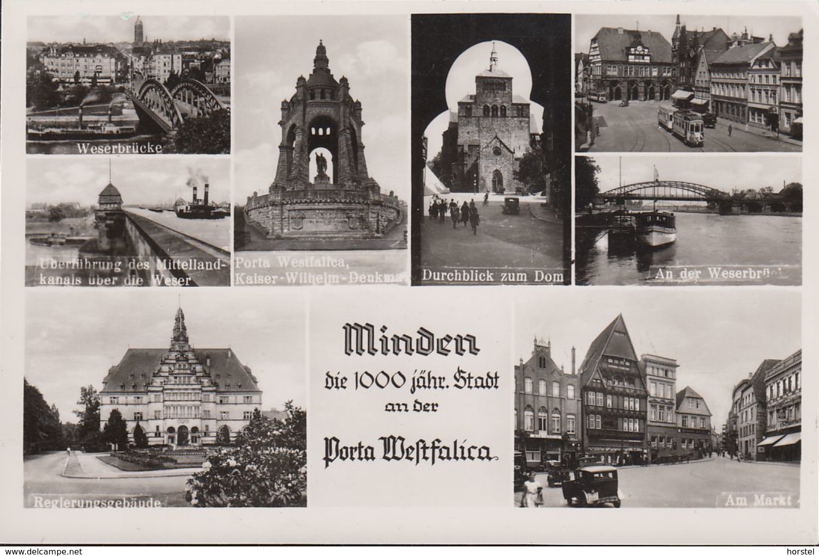 D-32423 Minden - Alte Ansichten - Markt - Dampfer - Tram - Straßenbahn (40er Jahre) - Minden