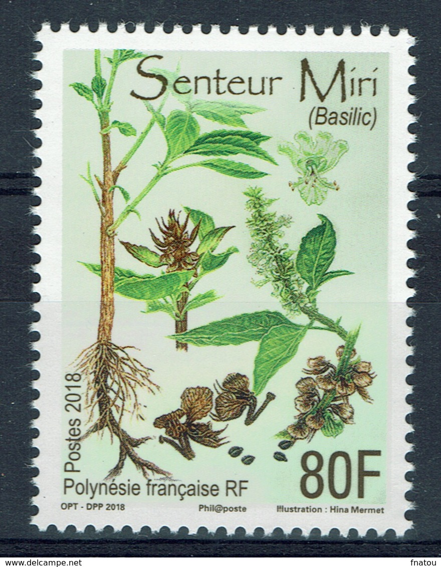 French Polynesia, "Miri", Plant, Basil (Ocimum Basilicum), 2018, MNH VF - Unused Stamps