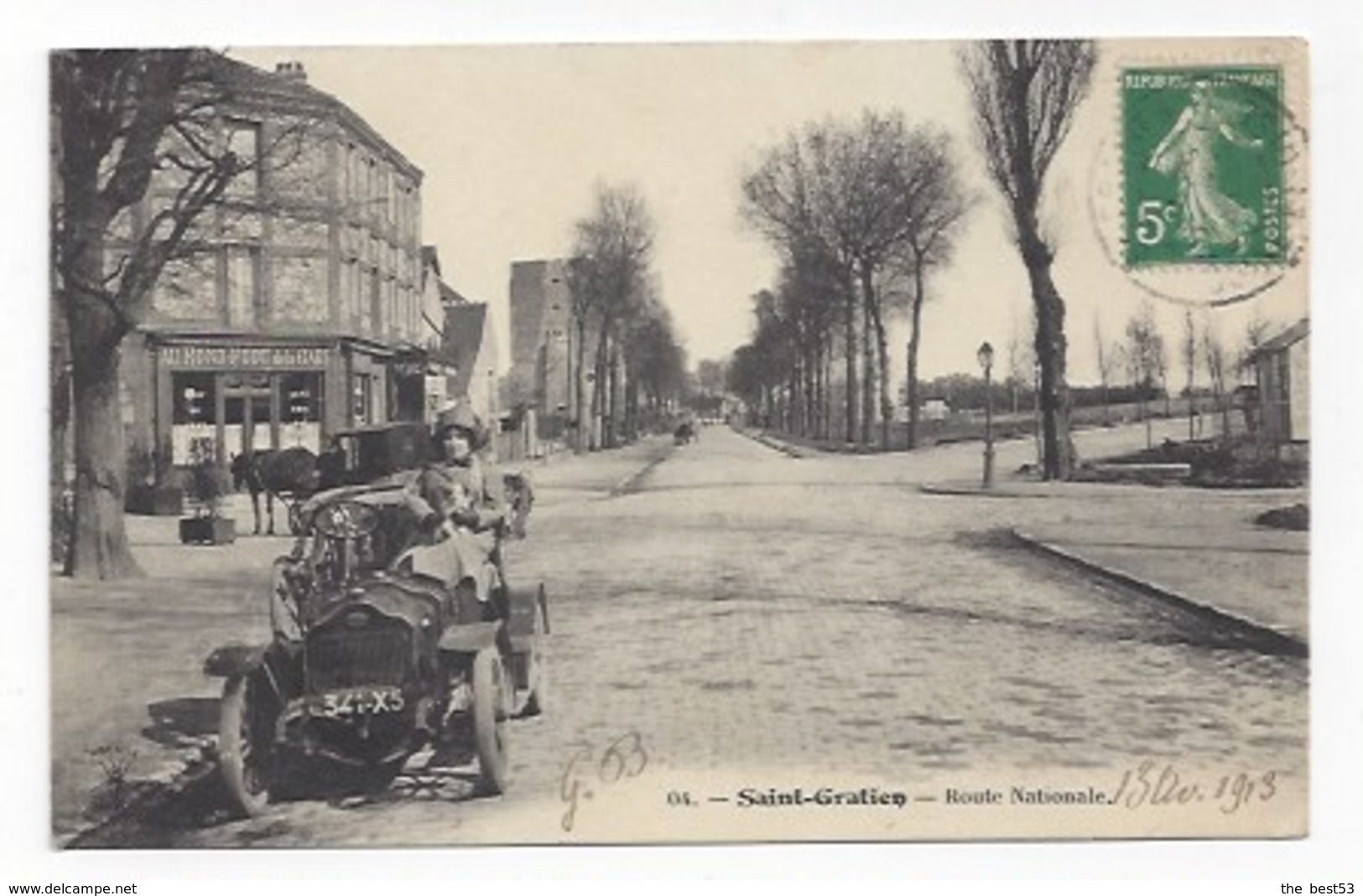 04  -  Saint Gratien  -  Route Nationale  -  Café  Au Rond Point De La Gare  -  Automobile - Autres & Non Classés