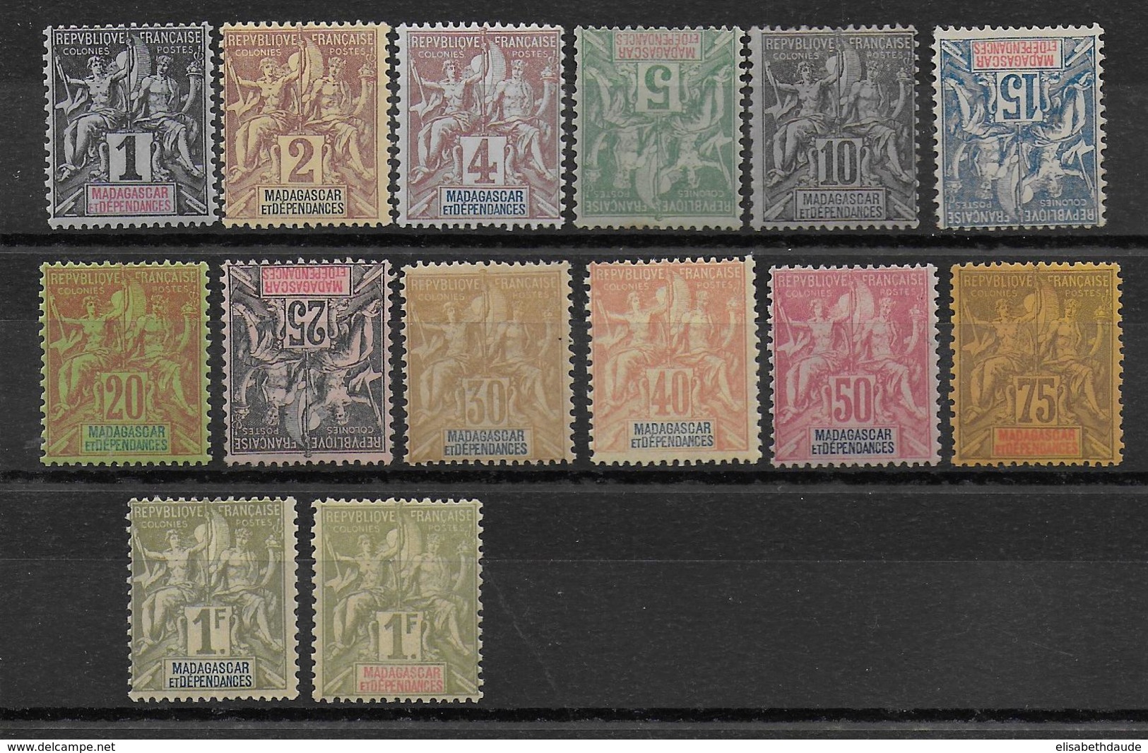MADAGASCAR - YVERT N°28/41 * CHARNIERE LEGERE (3 TIMBRES RETOURNES SONT SANS GOMME) - COTE 2022 = 199 EUR. - Unused Stamps