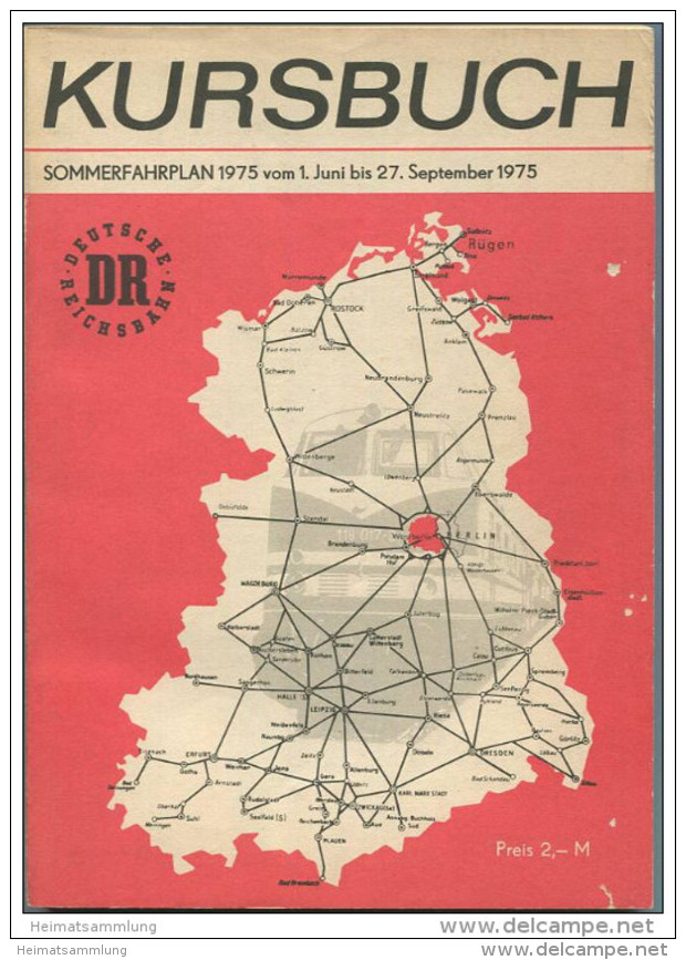 Kursbuch Der Deutschen Reichsbahn - Sommerfahrplan 1975 Mit Übersichtskarte Und Lesezeichen - Binnenverkehr - Ministeriu - Europe