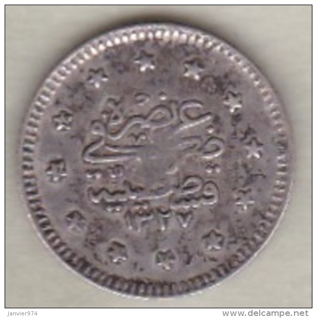 Turquie , 1 Kurus AH 1327 Year 2  Muhammad V, En Argent ,KM# 748 - Turquie