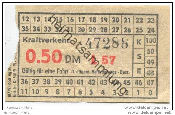 Deutschland - Berlin - DDR Kraftverkehr - Fahrschein 0.50DM - Europa